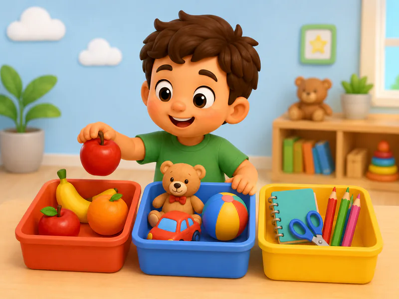 Ilustracion de objetos agrupados por categoria.